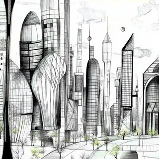 Inkbeam Tapestry style, Midjourney V6.1: megacity with futuristic bioarchitecture