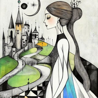 Inkbeam Tapestry style, Midjourney V6.1: retro fairy-tale illustration