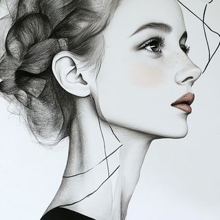 Inkbeam Tapestry style, Midjourney V6.1: photographic portrait of female protagonist
