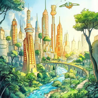 Neon Biocollage style, Midjourney V6.1: megacity with futuristic bioarchitecture