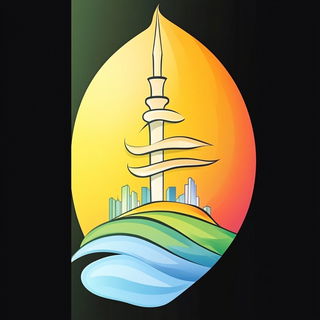 Neon Biocollage style, Midjourney V6.1: bold minimalist logo design for Istanbul city municipal services