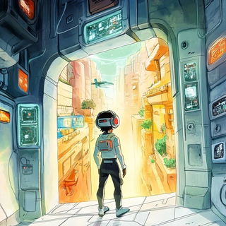 Neon Biocollage style, Midjourney V6.1: cinematic shot from sci-fi movie