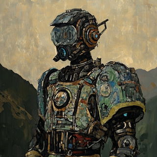 Inkshadow style, Midjourney V6.1: concept art character design of retropunk steam knight