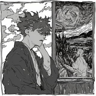 Inkshadow style, Midjourney V6.1: black-and-white manga comic strip