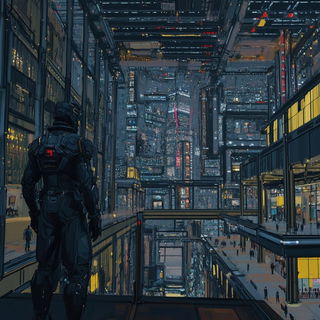 Inkshadow style, Midjourney V6.1: cinematic shot from sci-fi movie