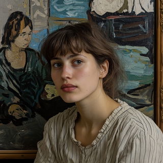 Inkshadow style, Midjourney V6.1: photographic portrait of female protagonist