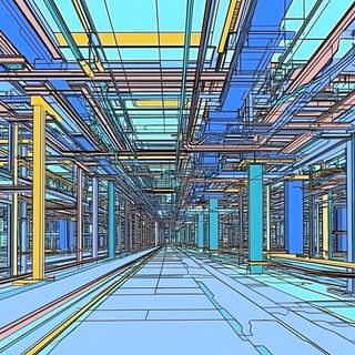 Inkshadow style, Midjourney V6.1: technical infrastructure blueprint schematics