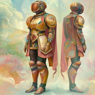 Chromogear Anime style, Midjourney V6.1: concept art character design of retropunk steam knight
