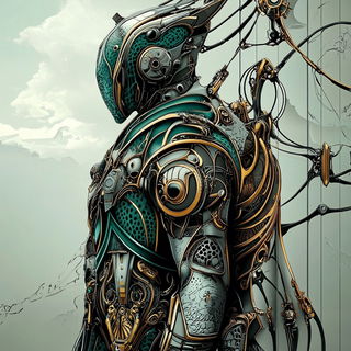 Harbor Popcut style, Midjourney V6.1: concept art character design of retropunk steam knight