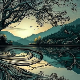 Harbor Popcut style, Midjourney V6.1: realistic landscape photograph of quiet dawn