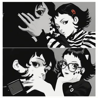 Petalclay style, Midjourney V6.1: black-and-white manga comic strip
