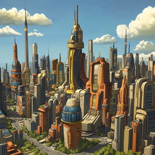 Pinkwire Fairground style, Midjourney V6.1: megacity with futuristic bioarchitecture