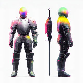Castellinette style, Midjourney V6.1: concept art character design of retropunk steam knight