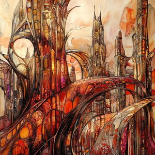 Lepidocivic style, Midjourney V6.1: megacity with futuristic bioarchitecture