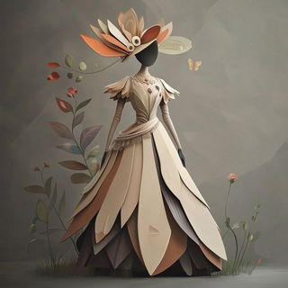 Ragpaper Anatomics style, Midjourney V6.1: haute-couture fashion outfit