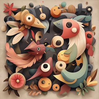 Ragpaper Anatomics style, Midjourney V6.1: creative pattern composition