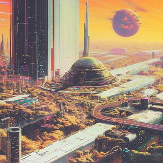 Cairn Mosaic style, Midjourney V6.1: megacity with futuristic bioarchitecture