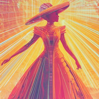 Cairn Mosaic style, Midjourney V6.1: haute-couture fashion outfit