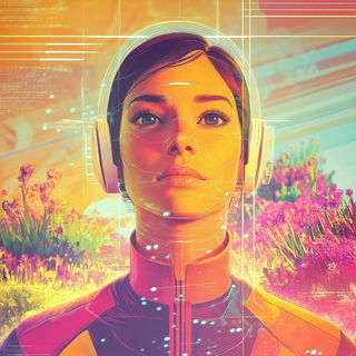 Cairn Mosaic style, Midjourney V6.1: photographic portrait of female protagonist