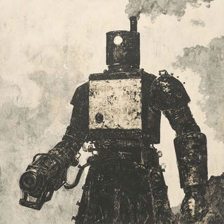 Spectraposter style, Midjourney V6.1: concept art character design of retropunk steam knight