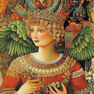 Vitrail Serpentarium style, Midjourney V6.1: classical 18th-century oil painting