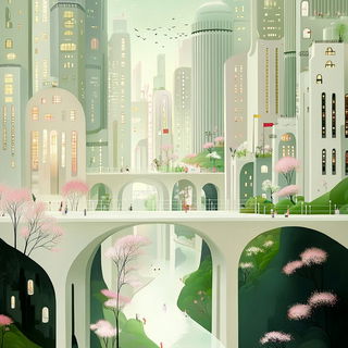 Xanthophyll Falls style, Midjourney V6.1: megacity with futuristic bioarchitecture