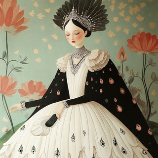 Xanthophyll Falls style, Midjourney V6.1: haute-couture fashion outfit