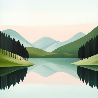 Xanthophyll Falls style, Midjourney V6.1: realistic landscape photograph of quiet dawn