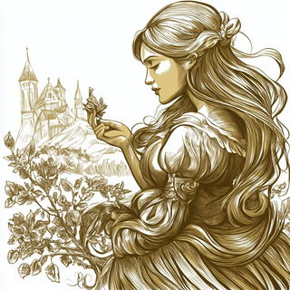 Sunleaf Illumination style, Midjourney V6.1: retro fairy-tale illustration