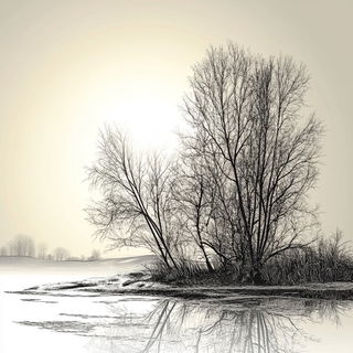Sunleaf Illumination style, Midjourney V6.1: realistic landscape photograph of quiet dawn