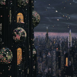 Mythocascade style, Midjourney V6.1: megacity with futuristic bioarchitecture