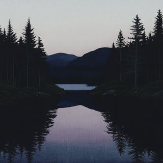 Mythocascade style, Midjourney V6.1: realistic landscape photograph of quiet dawn