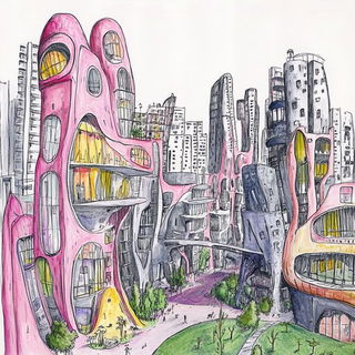 Afterbath Solaria style, Midjourney V6.1: megacity with futuristic bioarchitecture