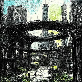 Florapulp style, Midjourney V6.1: megacity with futuristic bioarchitecture