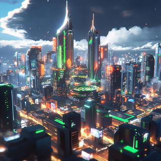 Toucansurge style, Midjourney V6.1: megacity with futuristic bioarchitecture