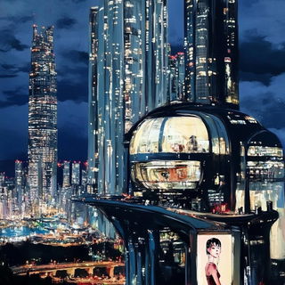 Petalrouse style, Midjourney V6.1: megacity with futuristic bioarchitecture