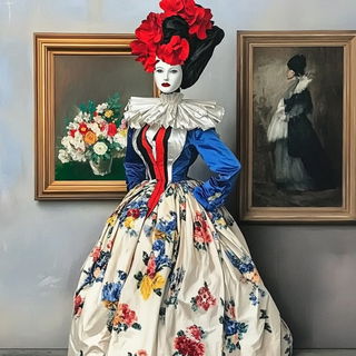 Petalrouse style, Midjourney V6.1: haute-couture fashion outfit