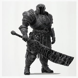 Gogglehook Lettering style, Midjourney V6.1: concept art character design of retropunk steam knight