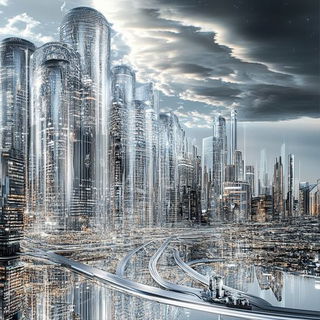 Redgreen Proscenium style, Midjourney V6.1: megacity with futuristic bioarchitecture