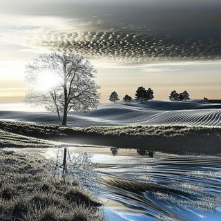 Redgreen Proscenium style, Midjourney V6.1: realistic landscape photograph of quiet dawn