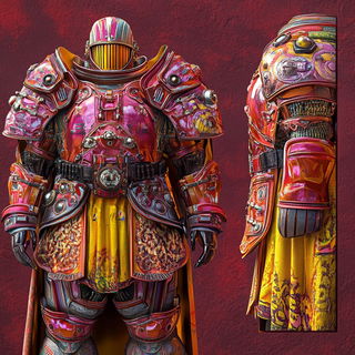 Inkshan style, Midjourney V6.1: concept art character design of retropunk steam knight