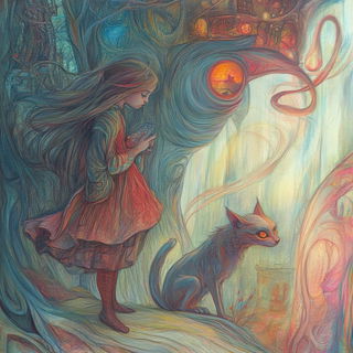 Redmouth Taffeta style, Midjourney V6.1: retro fairy-tale illustration