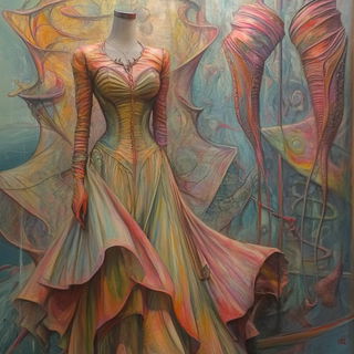 Redmouth Taffeta style, Midjourney V6.1: haute-couture fashion outfit