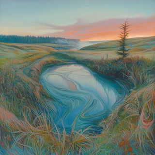 Redmouth Taffeta style, Midjourney V6.1: realistic landscape photograph of quiet dawn