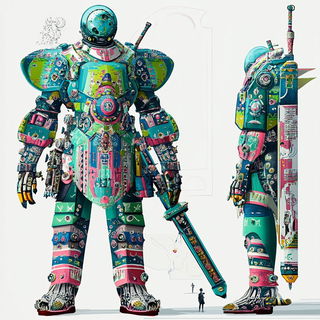 Navyflame Fantasmata style, Midjourney V6.1: concept art character design of retropunk steam knight