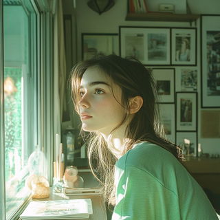 Archimythograph style, Midjourney V6.1: photographic portrait of female protagonist