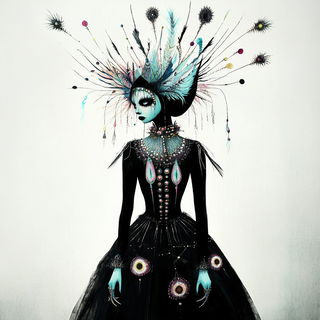 Blackthorn Baroque Anime style, Midjourney V6.1: haute-couture fashion outfit