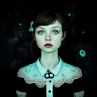 Blackthorn Baroque Anime style, Midjourney V6.1: photographic portrait of female protagonist
