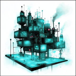 Blackthorn Baroque Anime style, Midjourney V6.1: technical infrastructure blueprint schematics