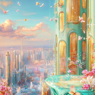 Galehatch style, Midjourney V6.1: megacity with futuristic bioarchitecture